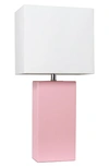 Lalia Home Lexington Faux Leather Table Lamp In Pink