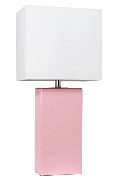 Lalia Home Lexington Faux Leather Table Lamp In Pink