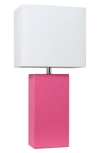 Lalia Home Lexington Faux Leather Table Lamp In Hot Pink