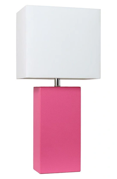 Lalia Home Lexington Faux Leather Table Lamp In Pink