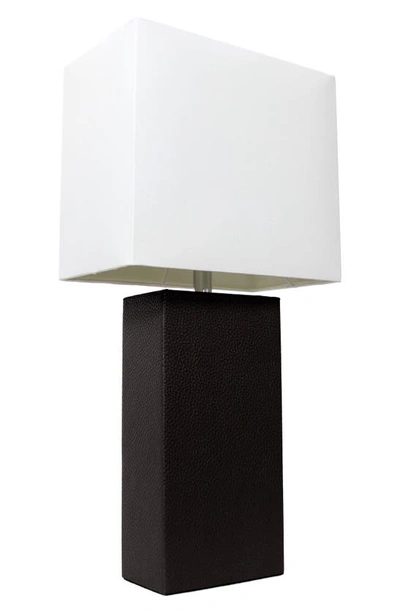 Lalia Home Lexington Faux Leather Table Lamp In Black