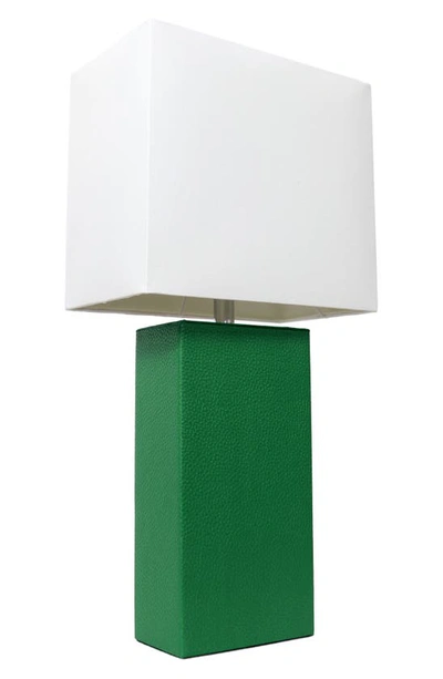 Lalia Home Lexington Faux Leather Table Lamp In Green