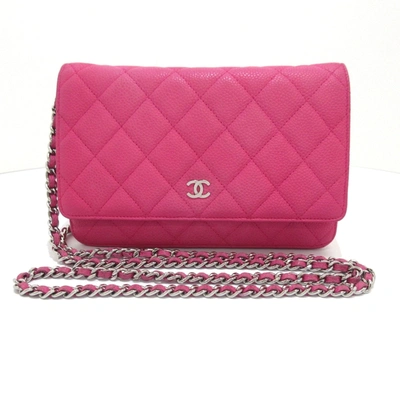 Pre-owned Chanel Wallet On Chain Leather Wallet () In Pink