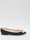 Roger Vivier 10mm Gommettine Leather Ballerina Flats In Black