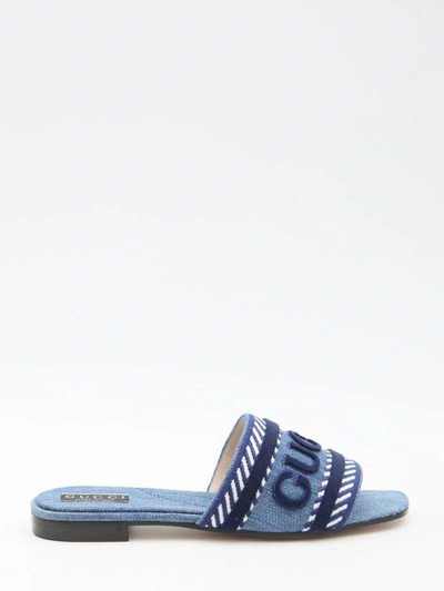 Gucci Slider Sandals In Blue