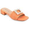 Journee Collection Justina Embellished Raffia Slide Sandal In Orange