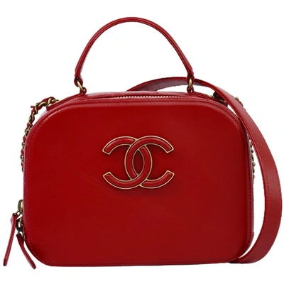 Pre-owned Chanel Vanity Leather Shoulder Bag () In Red