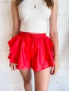 IDEM DITTO KICK IT FAUX LEATHER SKORT IN RED