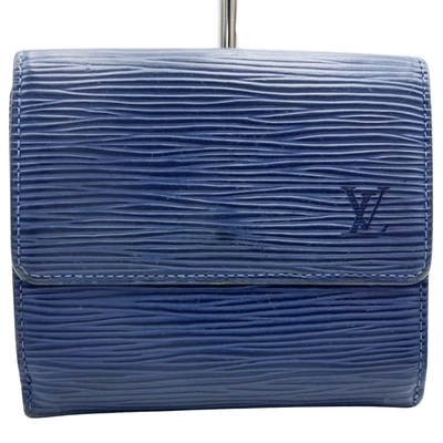 Pre-owned Louis Vuitton Porte Carte Cit Bifold Leather Wallet () In Blue