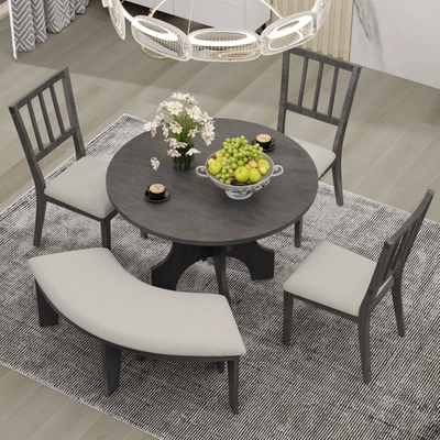 Simplie Fun 5-piece Dining Table Set In Gray