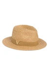 Vince Camuto Metallic Lala Paper Panama Hat In Tan