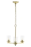 Lalia Home 3-light 15in Classic Contemporary Clear Glass And Metal Hanging  Pendant Chandelier In Gold