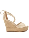 UGG UGG MODEL REAGAN GOLDEN LEATHER WEDGE SANDAL,7389474