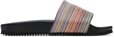 Paul Smith Stripe-print Leather Slides In Multicolour