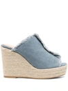 Castaã±er Fatima Frayed Canvas Slide Espadrilles In Blue
