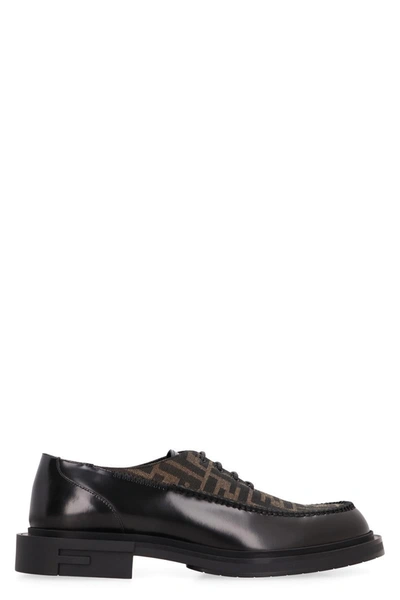 Fendi Leather Lace-up Shoe With Ff Insert In Black