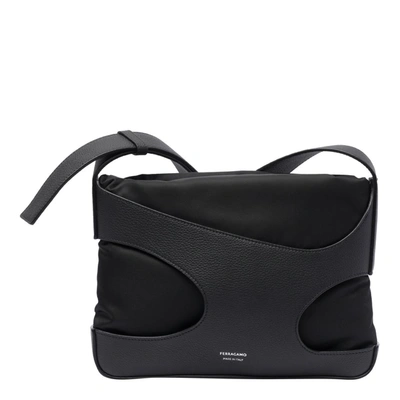 Ferragamo Cut Out-detail Leather Crossbody Bag In Black