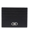 Ferragamo Men Gancini Leather Card Case In Black