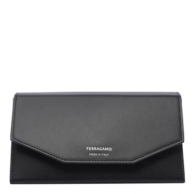 Ferragamo Mini Geometrica Clutch In Black