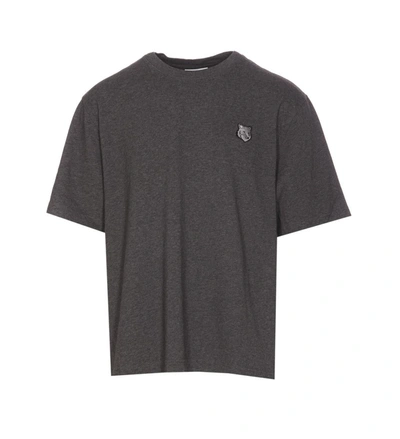 Maison Kitsuné Bold Fox Head Patch Oversize T-shirt In Grey