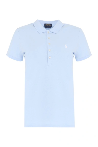 Polo Ralph Lauren Stretch Cotton Piqué Polo Shirt In Blue