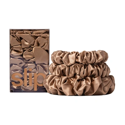 Slip Back To Basics Assorted Scrunchies In Light Brown