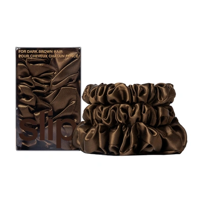 Slip Back To Basics Assorted Scrunchies In Dark Brown