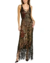 Ferragamo Sleeveless Layered Mesh Leather Maxi Dress In Black