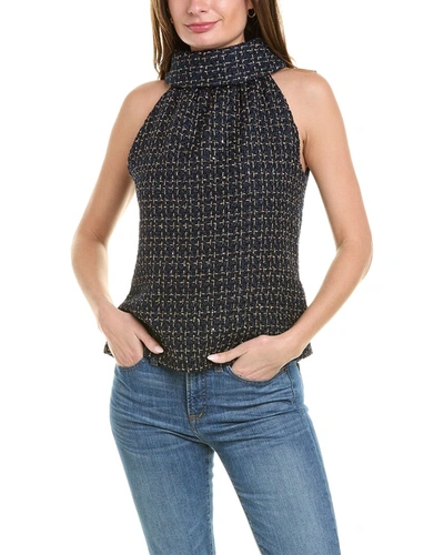 Sail To Sable Cowl Neck Wool-blend Top In Blue