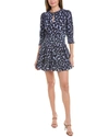 Sail To Sable Flutter Sleeve Mini Dress In Blue