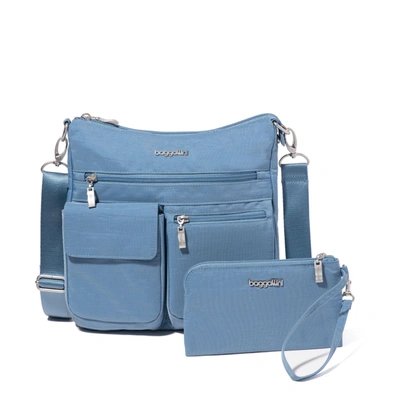 Baggallini Women's Modern Everywhere Slim Crossbody Bag With Rfid Wristlet In Blue