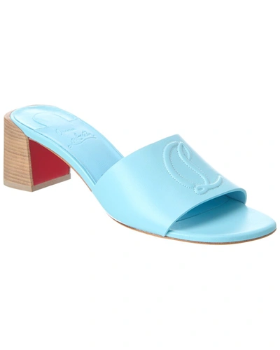Christian Louboutin Womens Mineral So Cl 55 Leather Heeled Mules In Blue