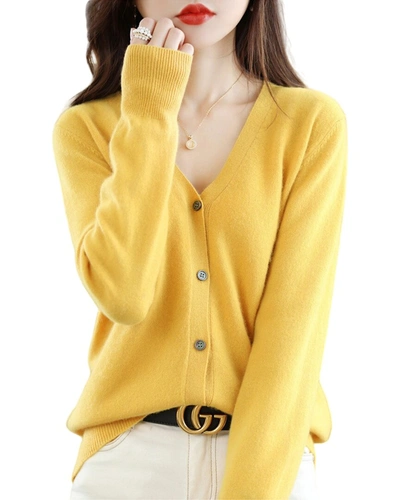 Asne Wool Cardigan In Yellow