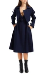 Belle & Bloom Manhattan Crop Trench Coat In Navy