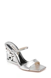 Badgley Mischka Luna Leather Metal-wedge Sandals In Silver