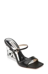 Badgley Mischka Luna Leather Metal-wedge Sandals In Black