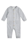 FIRSTS BY PETIT LEM HEATHERED STRETCH ORGANIC COTTON ROMPER