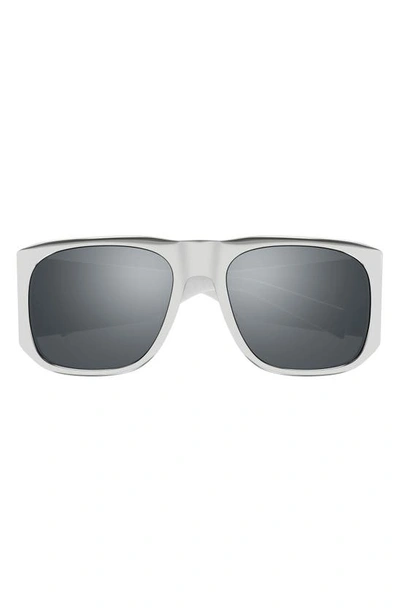 Saint Laurent Men's Sl 636 Thick Metal Rectangle Sunglasses In Silver