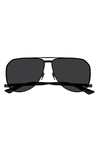Saint Laurent Men's Sl 690 Dust Metal Aviator Sunglasses In Semimatte Black