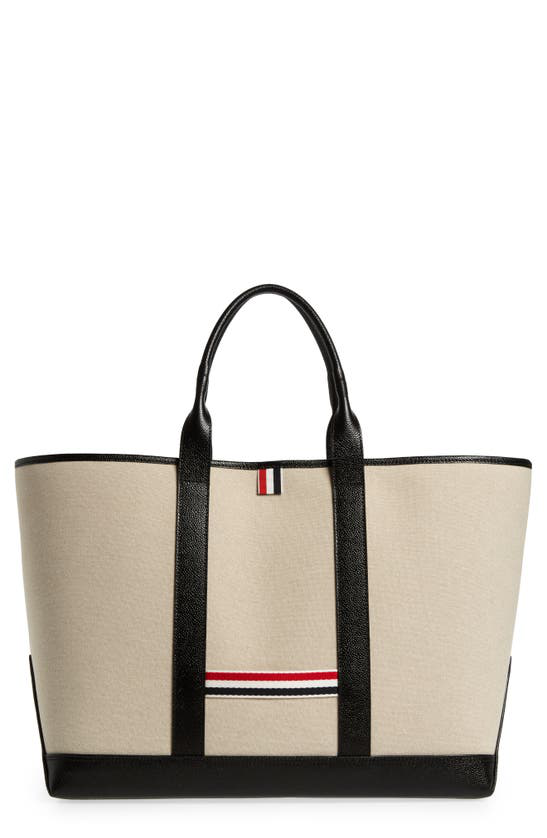 Thom Browne 4-Bar-stripes vertical tote bag - 035 MED GREY