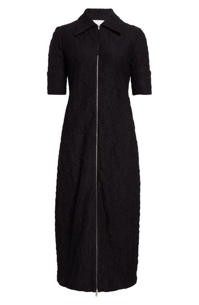 JIL SANDER SHORT SLEEVE COTTON BLEND SHIRTDRESS