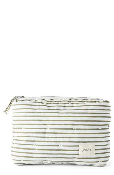 Pehr Water Resistant Coated Organic Cotton Pouch In Stripes Away Olive