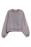 Alexander Wang T Essential Terry Crew Sweatshirt With Puff Paint Logo In Acid Fog