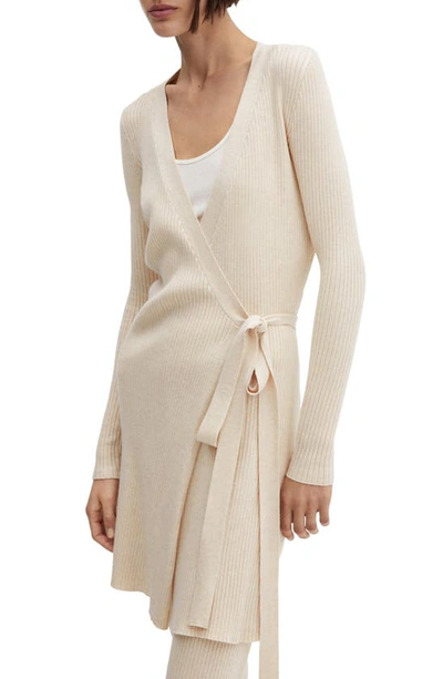Mango Women's Wrap Cable Knit Cardigan In Beige
