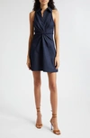 CINQ À SEPT MCKENNA TWIST DETAIL SLEEVELESS COTTON BLEND DRESS