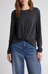 Rag & Bone Women's Jenna Knotted Long-sleeve Top In Black