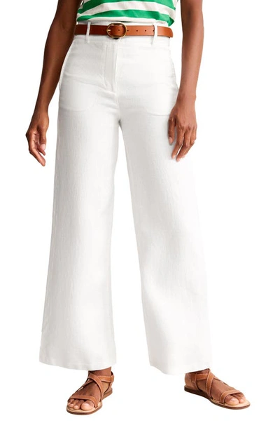 Boden Relaxed Pull-on Linen Trouser In White