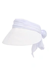 VINCE CAMUTO CHIFFON TIE BOW STRAW VISOR