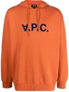 Apc A.p.c. Logo Printed Drawstring Hoodie In Red
