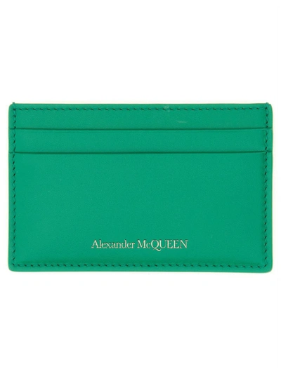 Alexander Mcqueen Leather Card Holder In Green